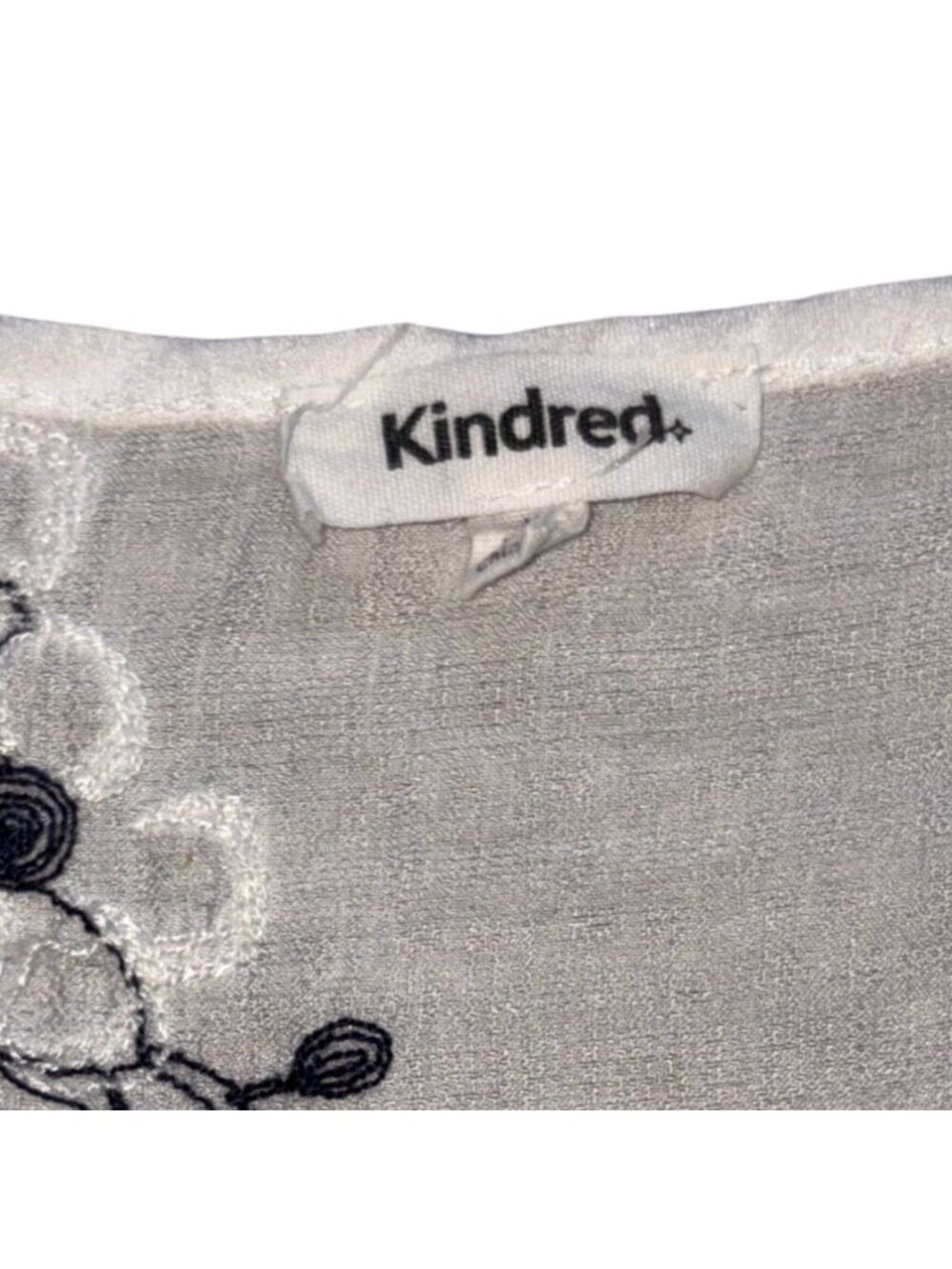 Anthropologie Kindred Womens Embroidered Gauzy 3/4 Sleeve Blouse-White-M-GUC - Picture 4 of 5
